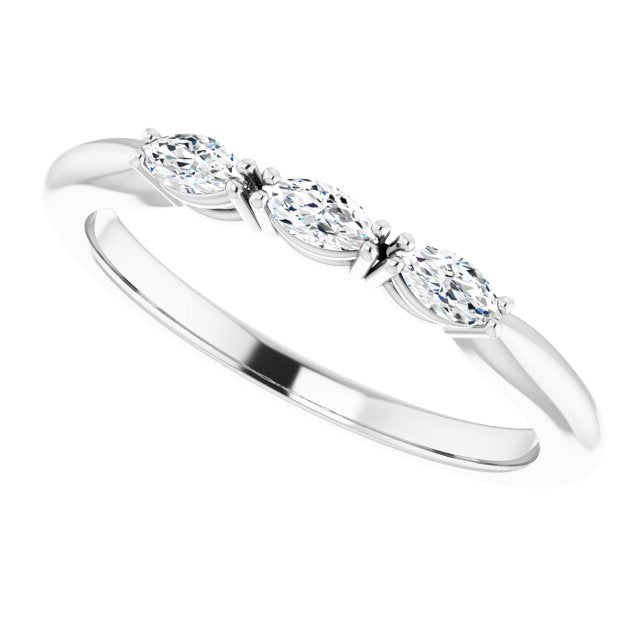 Marquise Diamond Three Stone Wedding Band-VIRABYANI